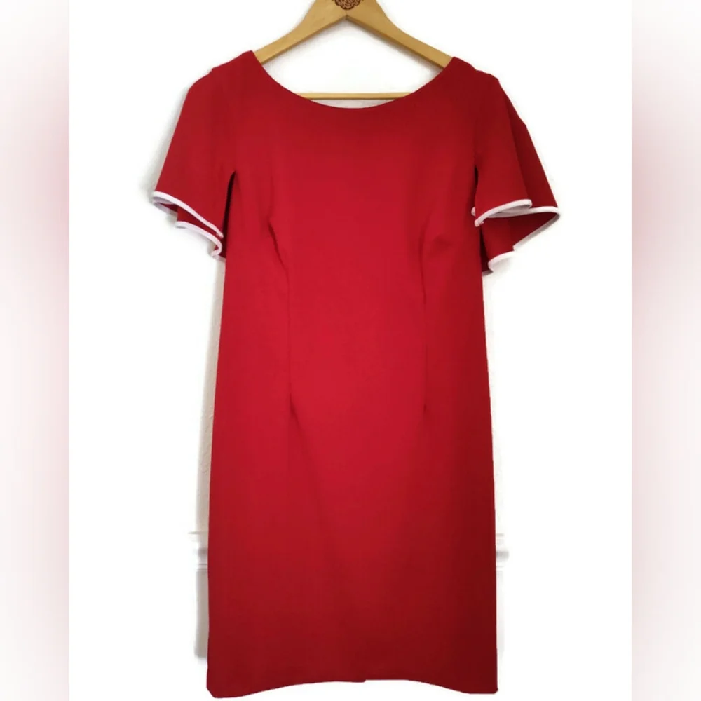 True Red Glamour Dress Vintage Design So beautiful!! Size 14 - Picture 2 of 6